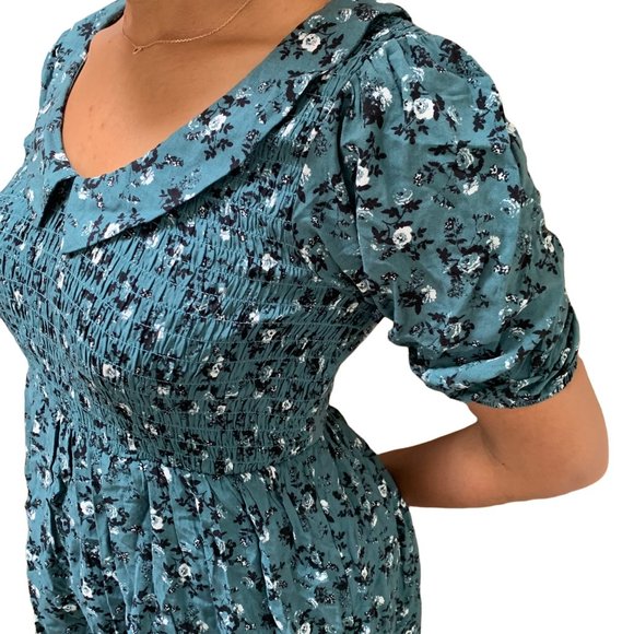 Size Small Womens Speechless Puff Sleeve Sage Floral Dress - Picture 5 of 7